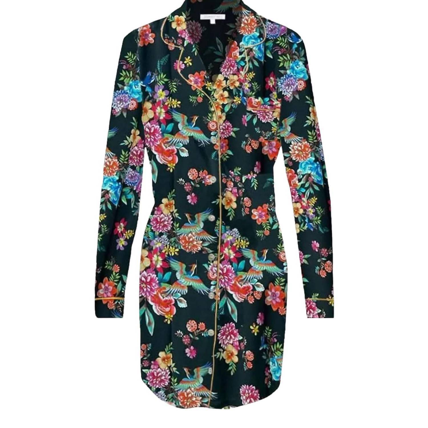 New Johnny Was Sognatore Neros Long Sleeve Sleep Shirt In Black Multi